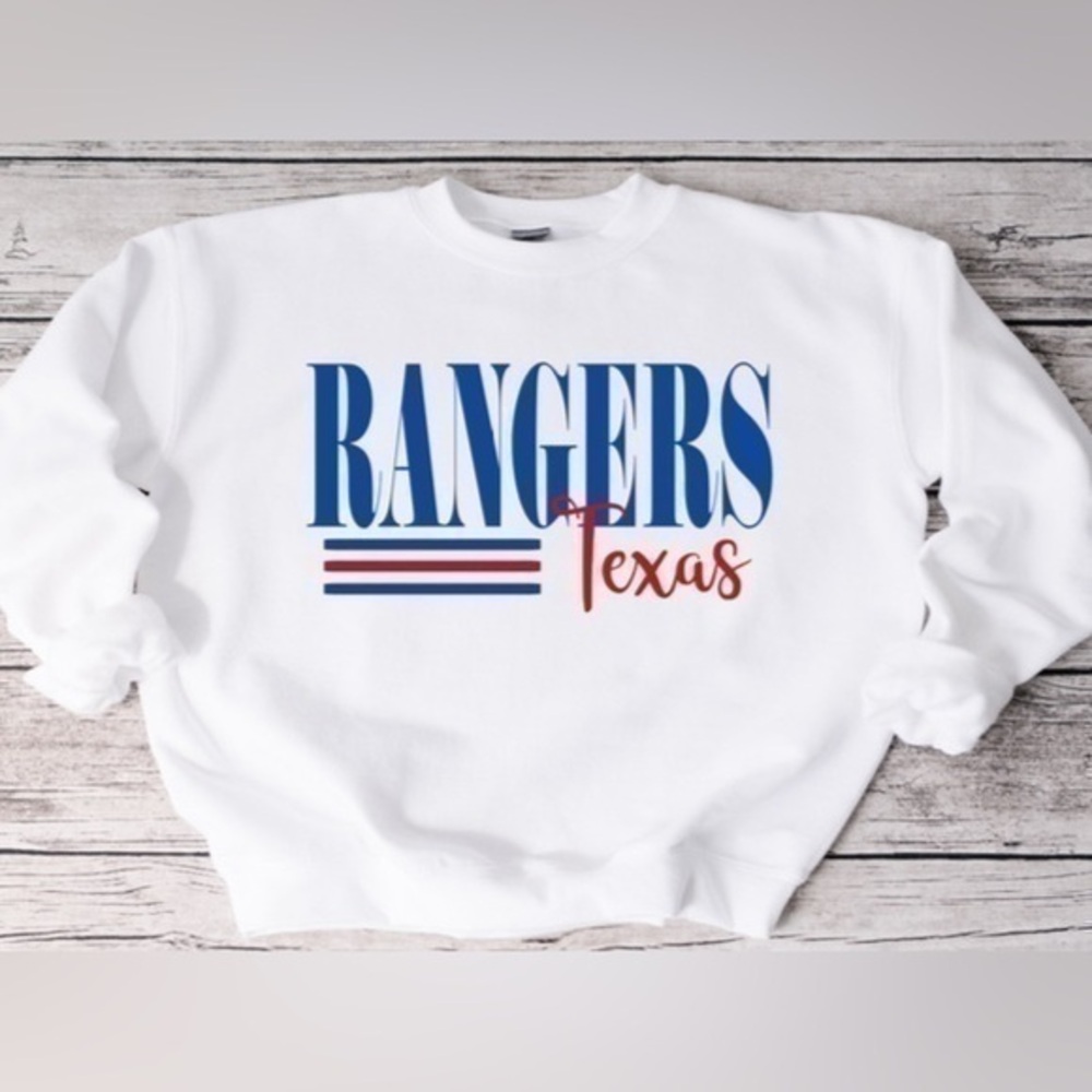 Rangers Striped Crewneck- white